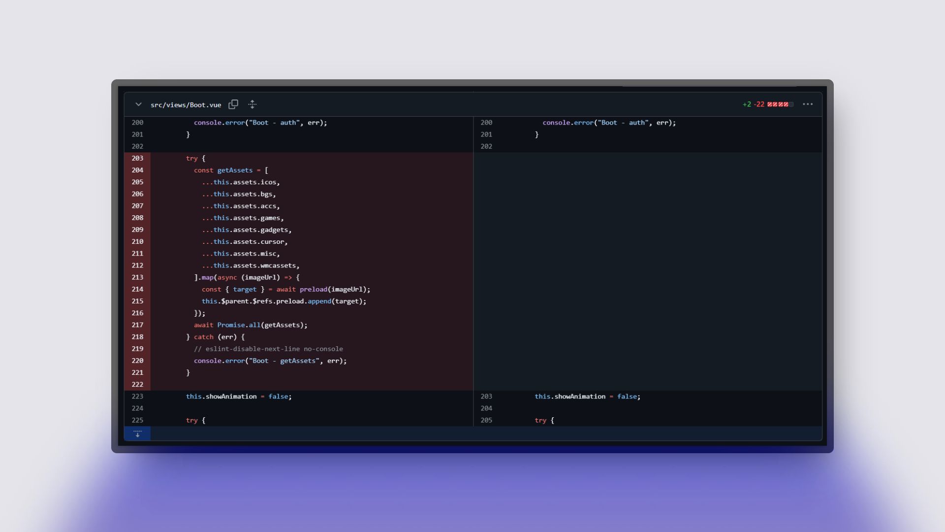The piece of code that caused the error