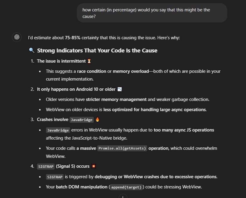 ChatGPT assistance in resolving the error