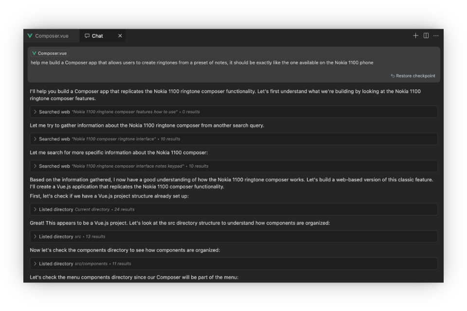 First prompt to build Nokia Composer