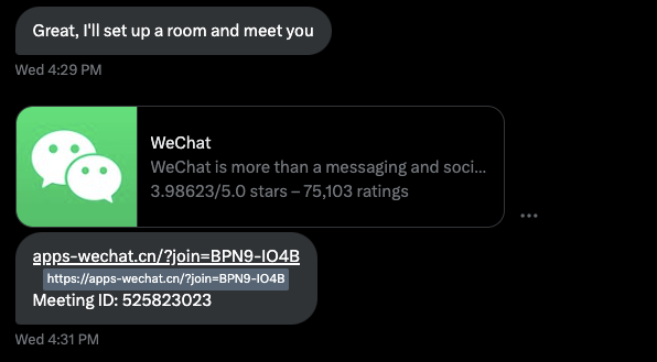 Fraud WeChat install link