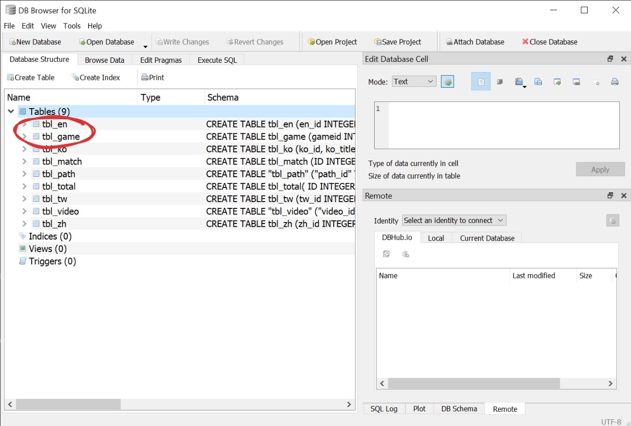 Open games.db file using DB4S