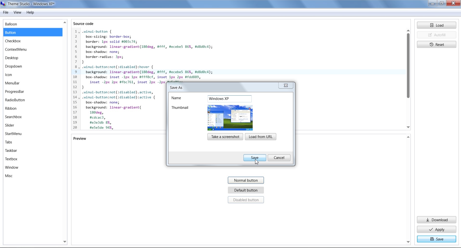 Getting started - Save theme