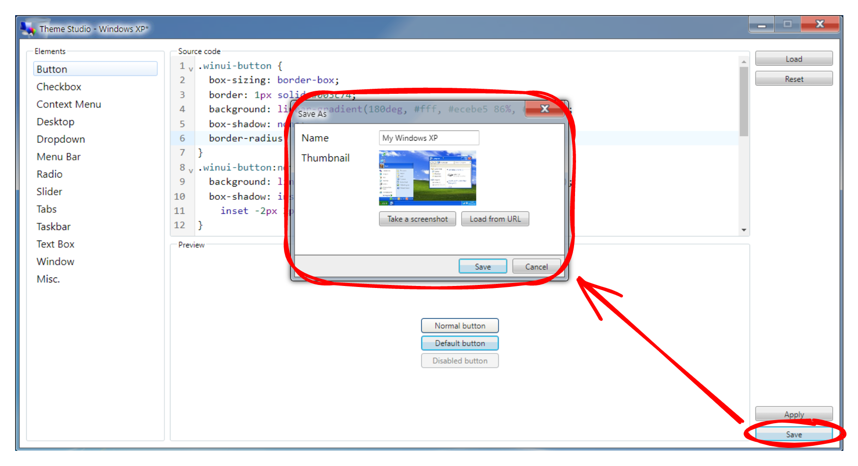 Getting started - Save theme