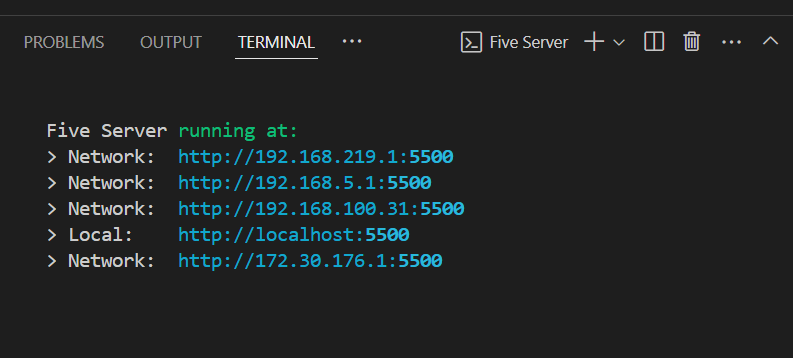 Local server running