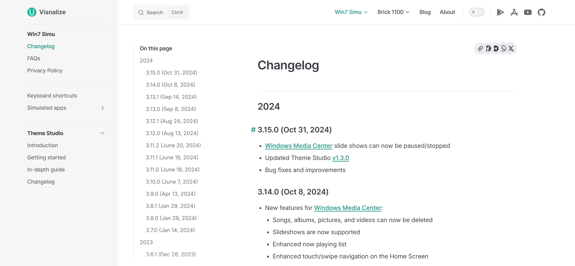 Visnalize.com's new changelog