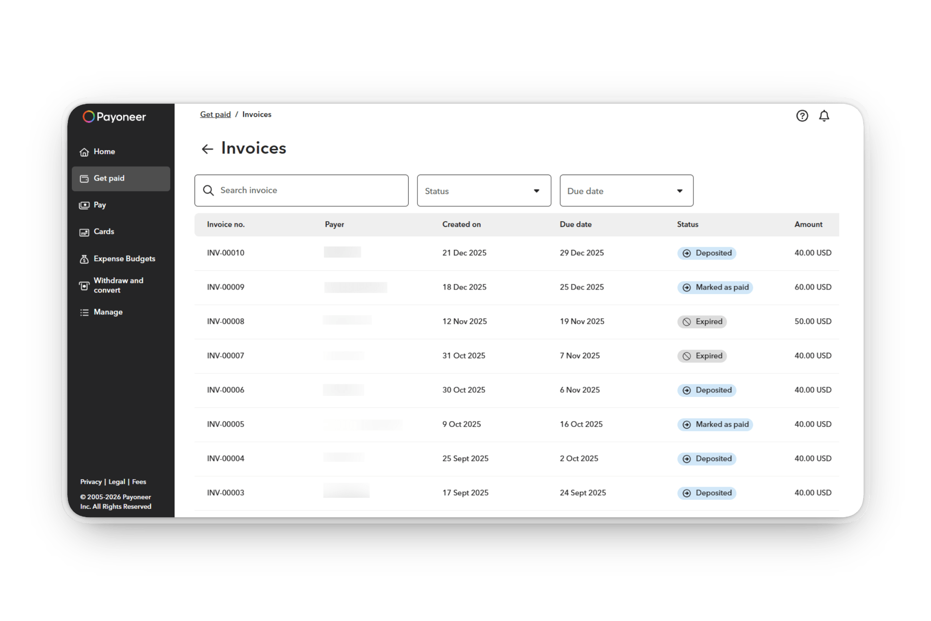 Sponsored post invoices