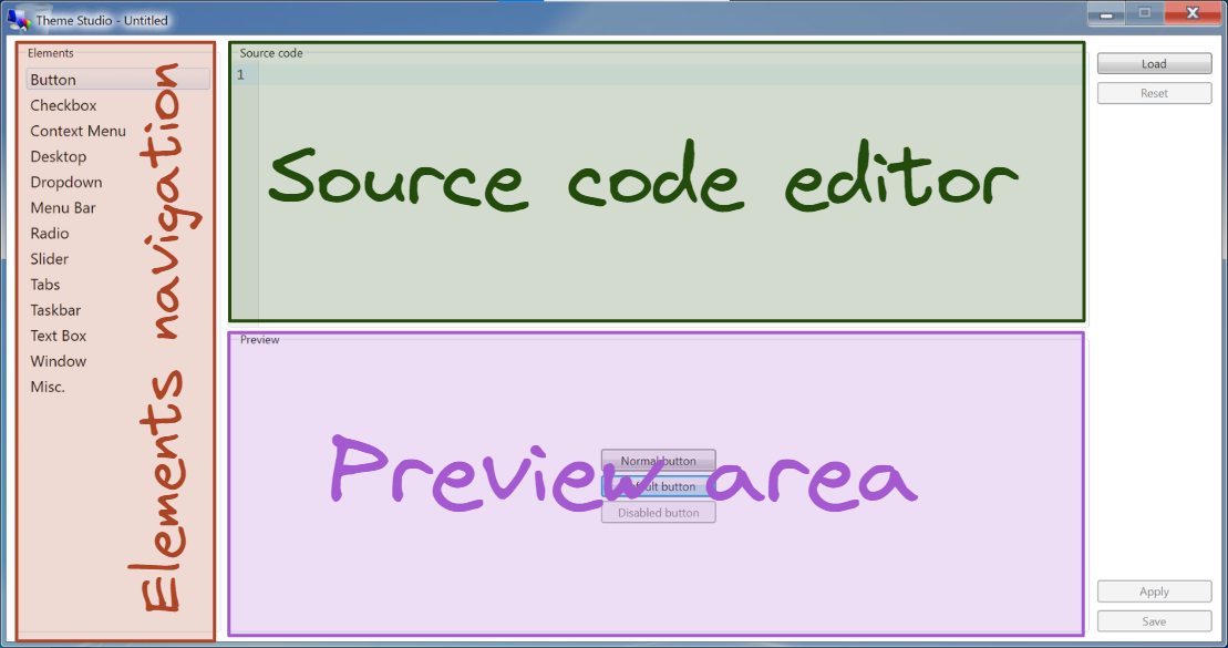 Theme Studio's editor interface