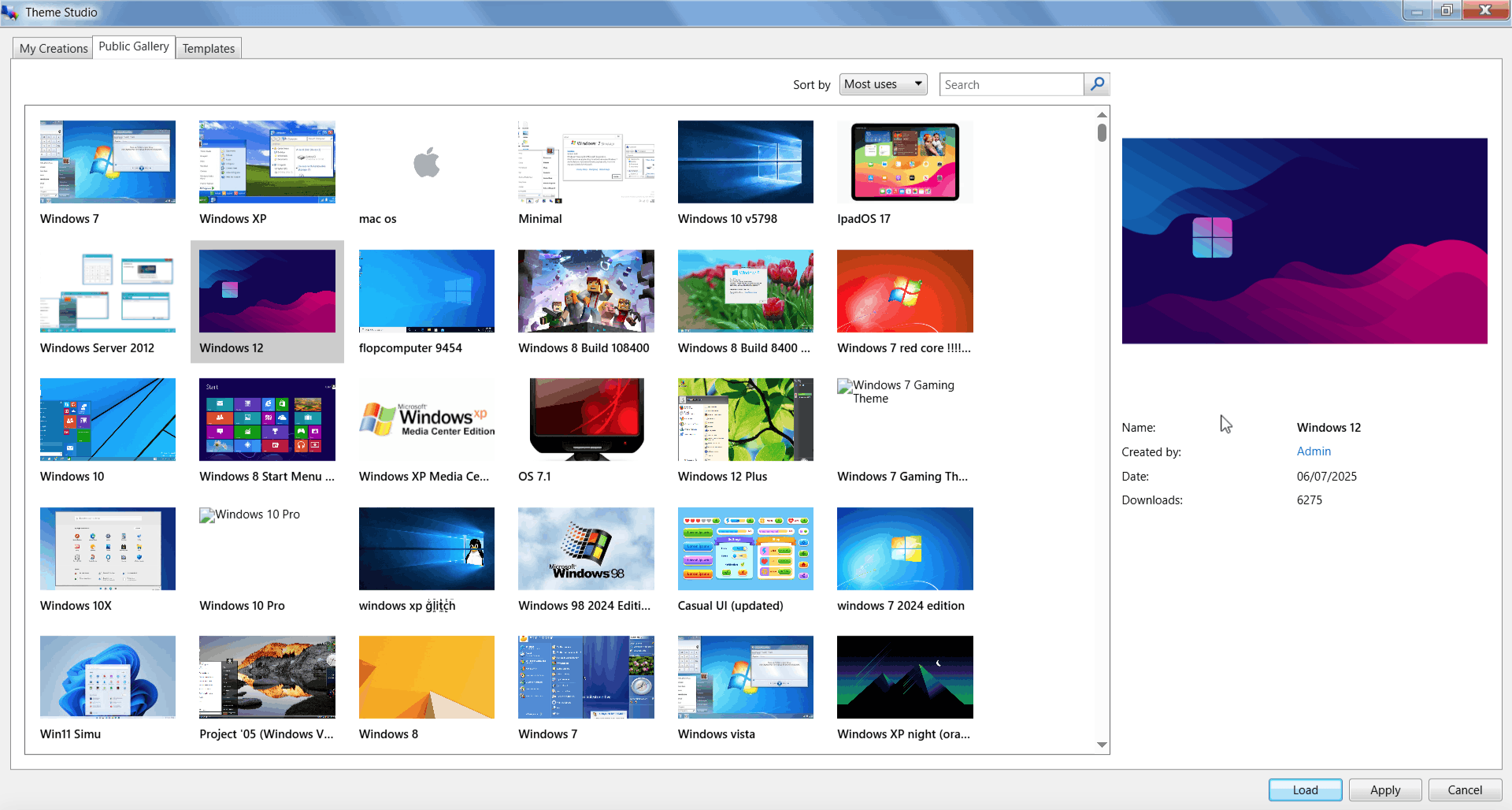 Theme Studio's explorer interface