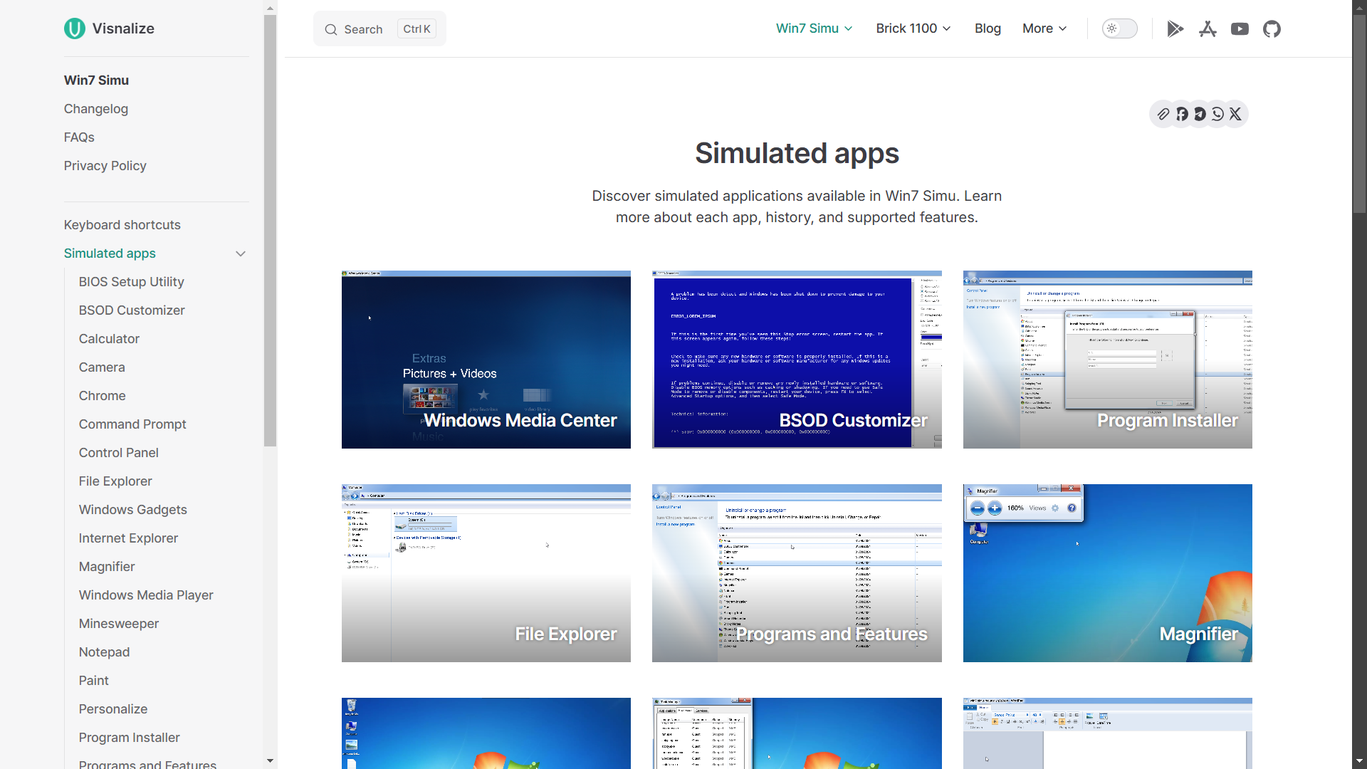 A new simulated app listing page