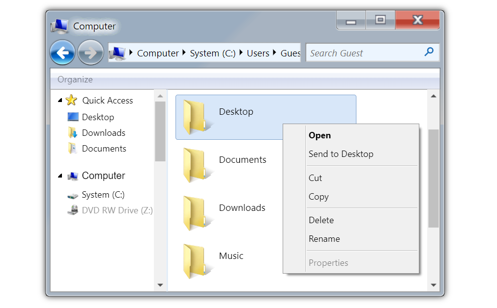Win7 Simu File Explorer